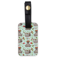 Seamless Pattern With Cute Sloths Relax Enjoy Yoga Luggage Tag (one Side) by Vaneshart