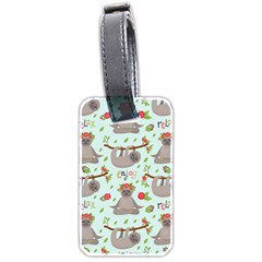 Seamless Pattern With Cute Sloths Relax Enjoy Yoga Luggage Tag (two Sides) by Vaneshart