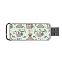 Seamless Pattern With Cute Sloths Relax Enjoy Yoga Portable Usb Flash (one Side) by Vaneshart