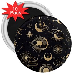 Asian Seamless Pattern With Clouds Moon Sun Stars Vector Collection Oriental Chinese Japanese Korean 3  Magnets (10 Pack)  by Vaneshart