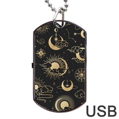 Asian Seamless Pattern With Clouds Moon Sun Stars Vector Collection Oriental Chinese Japanese Korean Dog Tag Usb Flash (one Side) by Vaneshart