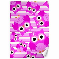 Pink Owl Pattern Background Canvas 12  X 18  by Vaneshart