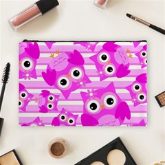 Pink Owl Pattern Background Cosmetic Bag (large) by Vaneshart