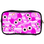 Pink Owl Pattern Background Toiletries Bag (Two Sides) Front