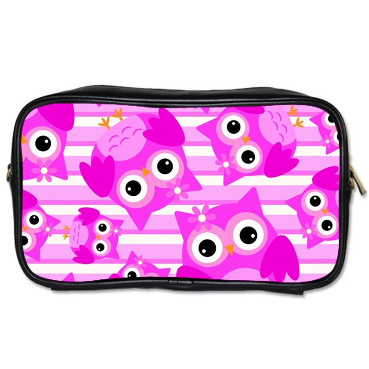 Pink Owl Pattern Background Toiletries Bag (Two Sides)