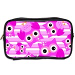 Pink Owl Pattern Background Toiletries Bag (Two Sides) Back