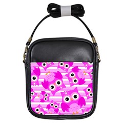 Pink Owl Pattern Background Girls Sling Bag by Vaneshart