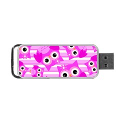 Pink Owl Pattern Background Portable Usb Flash (one Side) by Vaneshart