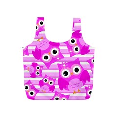 Pink Owl Pattern Background Full Print Recycle Bag (s) by Vaneshart