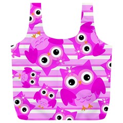 Pink Owl Pattern Background Full Print Recycle Bag (xl) by Vaneshart