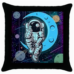 Astronaut Full Color Throw Pillow Case (black) by Vaneshart