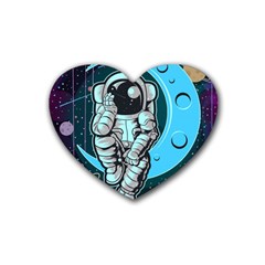 Astronaut Full Color Rubber Coaster (heart)  by Vaneshart