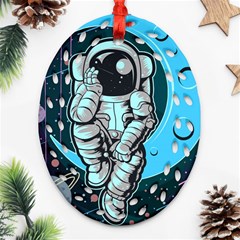 Astronaut Full Color Oval Filigree Ornament (two Sides) by Vaneshart