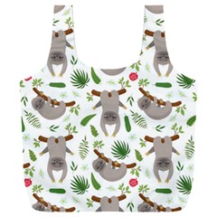 Seamless Pattern With Cute Sloths Full Print Recycle Bag (xxl)