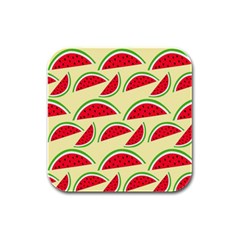 Watermelon Pattern Rubber Square Coaster (4 Pack)  by Vaneshart