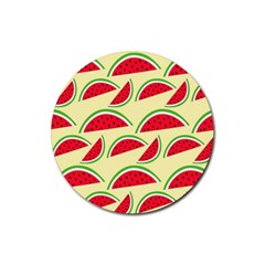 Watermelon Pattern Rubber Coaster (round)  by Vaneshart