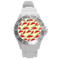 Watermelon Pattern Round Plastic Sport Watch (l) by Vaneshart