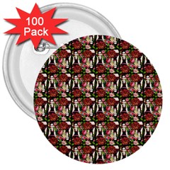 Swimmer 20s Black 3  Buttons (100 Pack)  by snowwhitegirl