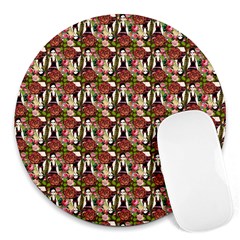 Swimmer 20s Brown Round Mousepads by snowwhitegirl