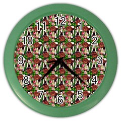 Swimmer 20s Green Color Wall Clock by snowwhitegirl