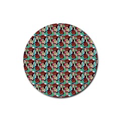 Swimmer 20s Blue Rubber Round Coaster (4 Pack)  by snowwhitegirl