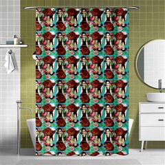 Swimmer 20s Blue Shower Curtain 48  X 72  (small)  by snowwhitegirl