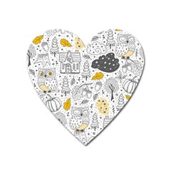 Doodle Seamless Pattern With Autumn Elements Heart Magnet by Vaneshart