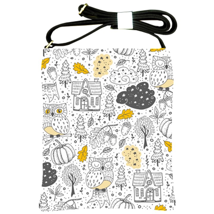 Doodle Seamless Pattern With Autumn Elements Shoulder Sling Bag