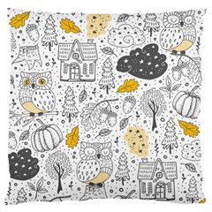 Doodle Seamless Pattern With Autumn Elements Large Cushion Case (two Sides) by Vaneshart