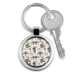 Seamless Pattern With Cute Sloths Sleep More Key Chain (round) by Vaneshart