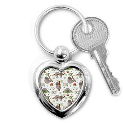 Seamless Pattern With Cute Sloths Sleep More Key Chain (heart) by Vaneshart