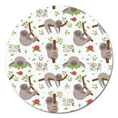 Seamless Pattern With Cute Sloths Sleep More Magnet 5  (round) by Vaneshart