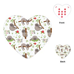 Seamless Pattern With Cute Sloths Sleep More Playing Cards Single Design (heart) by Vaneshart