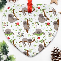 Seamless Pattern With Cute Sloths Sleep More Heart Ornament (two Sides) by Vaneshart