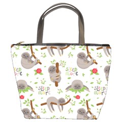 Seamless Pattern With Cute Sloths Sleep More Bucket Bag by Vaneshart