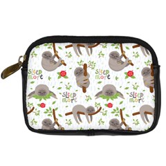 Seamless Pattern With Cute Sloths Sleep More Digital Camera Leather Case by Vaneshart