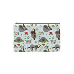 Seamless Pattern With Cute Sloths Sleep More Cosmetic Bag (small) by Vaneshart