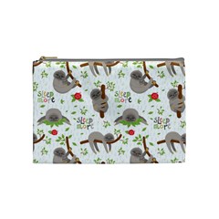 Seamless Pattern With Cute Sloths Sleep More Cosmetic Bag (medium) by Vaneshart