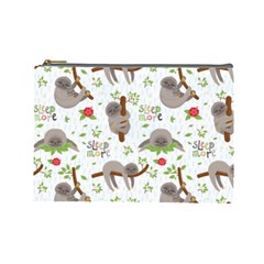 Seamless Pattern With Cute Sloths Sleep More Cosmetic Bag (large) by Vaneshart