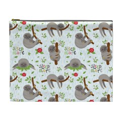 Seamless Pattern With Cute Sloths Sleep More Cosmetic Bag (xl) by Vaneshart