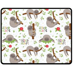 Seamless Pattern With Cute Sloths Sleep More Fleece Blanket (medium)  by Vaneshart