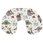 Seamless Pattern With Cute Sloths Sleep More Travel Neck Pillow Front