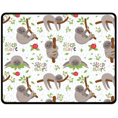 Seamless Pattern With Cute Sloths Sleep More Double Sided Fleece Blanket (medium)  by Vaneshart