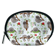 Seamless Pattern With Cute Sloths Sleep More Accessory Pouch (medium)