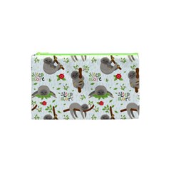 Seamless Pattern With Cute Sloths Sleep More Cosmetic Bag (xs) by Vaneshart