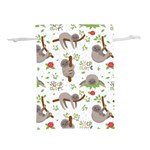 Seamless Pattern With Cute Sloths Sleep More Lightweight Drawstring Pouch (M) Front