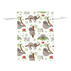 Seamless Pattern With Cute Sloths Sleep More Lightweight Drawstring Pouch (l) by Vaneshart