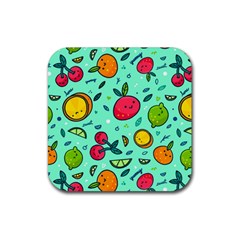 Various Fruits With Faces Seamless Pattern Rubber Coaster (square)  by Vaneshart