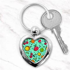 Various Fruits With Faces Seamless Pattern Key Chain (heart) by Vaneshart