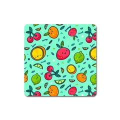 Various Fruits With Faces Seamless Pattern Square Magnet by Vaneshart